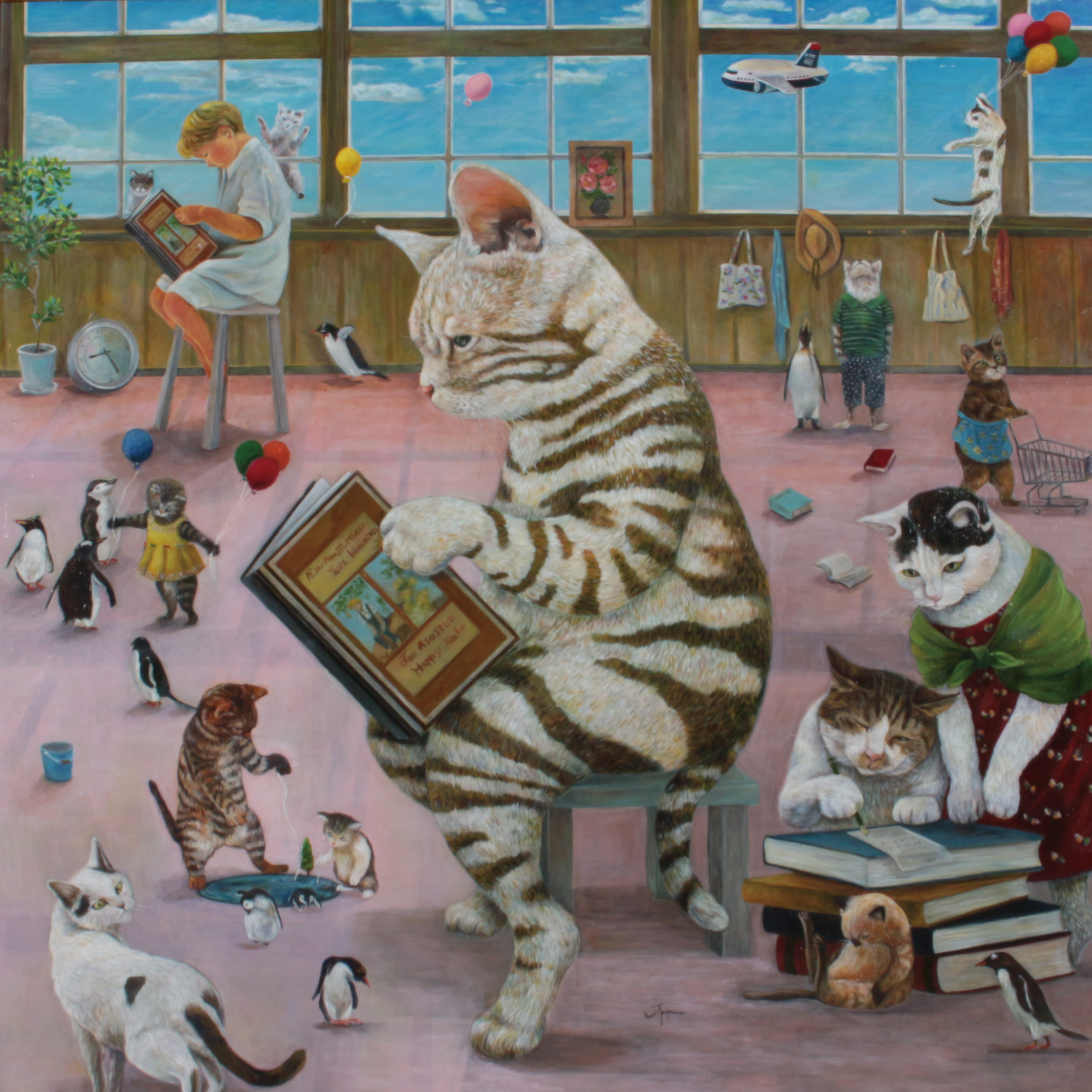 猫を描く